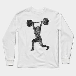 Gym Weightlifter girl black and white Long Sleeve T-Shirt